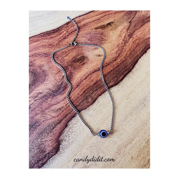 NWT Handmade Candy Did It! Dark Blue Eye Of Protection Necklace - Picture 2 of 4